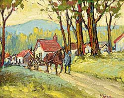 #462 ~ Marza - Untitled - Horse Cart Leaving the Village