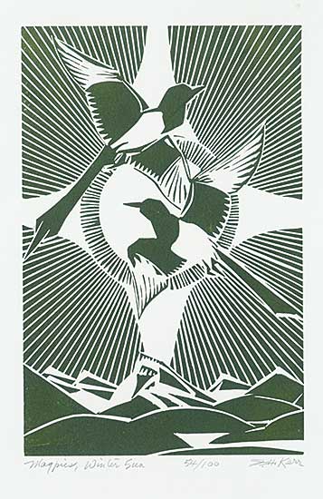 #1095 ~ Kerr - Magpies, Winter Sun  #54/100