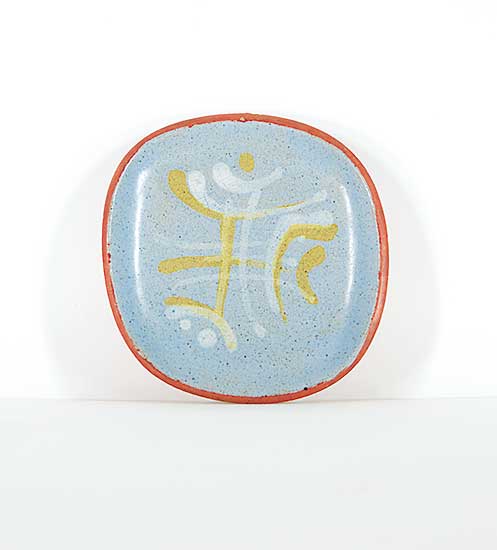 #152 ~ Ohe - Untitled - Small Dish with White and Yellow Figures