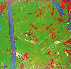#447 ~ MacKendrick - Untitled - Green and Red Abstract