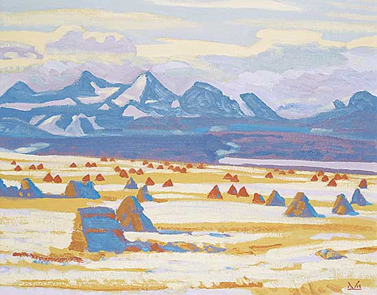 #63 ~ Kerr - Bailed Hay Cocks, Winter