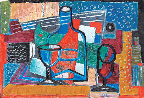 #408.1 ~ Brandtner - Untitled - Abstract with Bottle and Boat