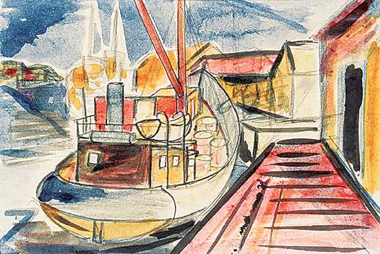 #409 ~ Brandtner - Untitled - Tug Boat at Dock