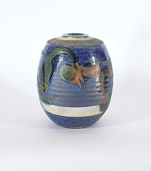 #1401 ~ Dexter - Untitled - Blue and Brown Vase with Neck