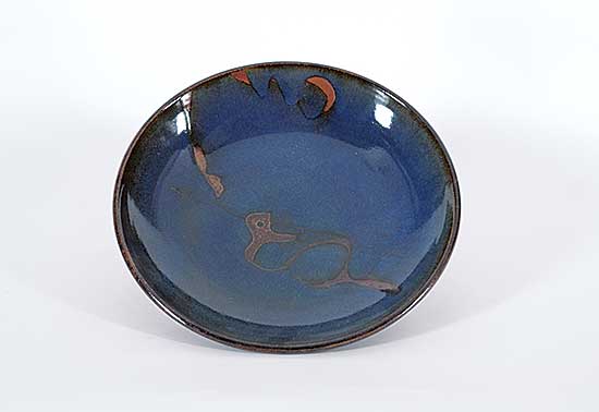 #1404 ~ Dexter - Untitled - Dark Blue and Brown Swirl Plate