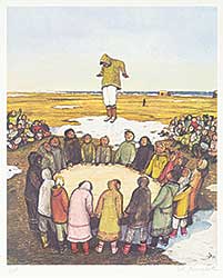 #1118 ~ Kurelek - Sky Tossing at Alaska Whaling Celebrations  #5/300