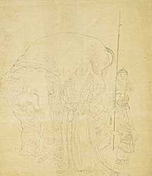 #1174 ~ School - Untitled - Masked Men with Elephant