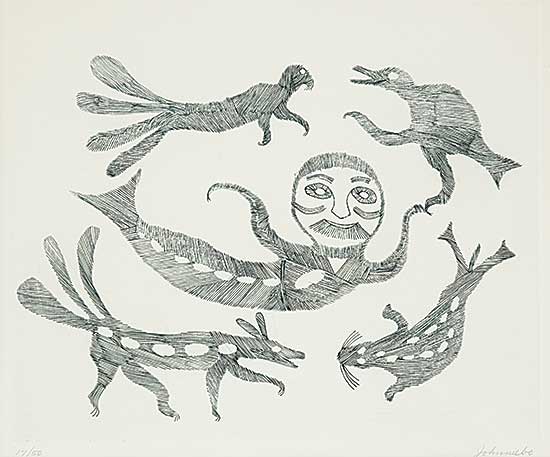 #22 ~ Ashevak - Untitled - Sedna and Animals  #17/50