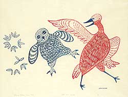 #41 ~ Inuit - Owl and Crane  #11/50