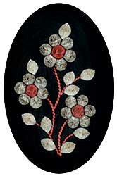 #139 ~ School - Untitled - Brown Flowers with Red Centres