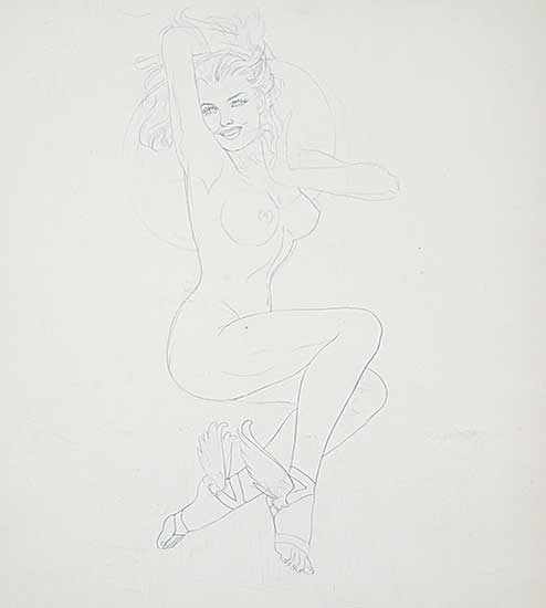 #323 ~ Vargas - Untitled - Study of a Young Nude with Wings on Her Feet