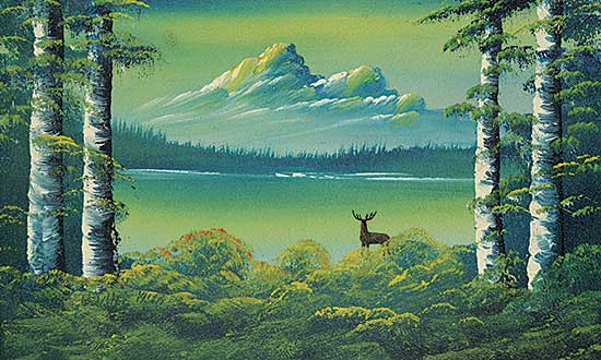 #1059 ~ Flexhaug - Untitled - Green Lake with Mountains