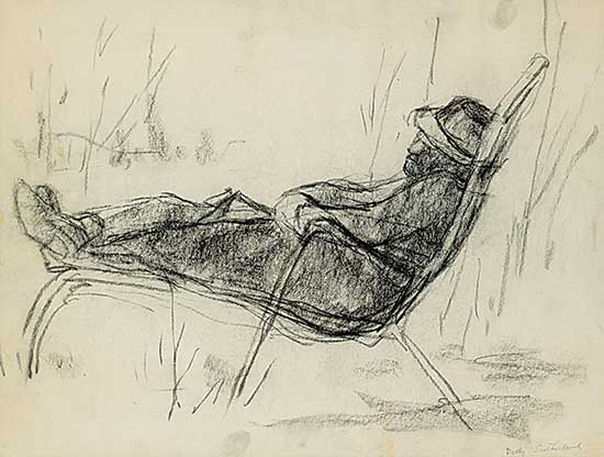 #217 ~ Sutherland - Untitled - Earle Birney Taking a Nap