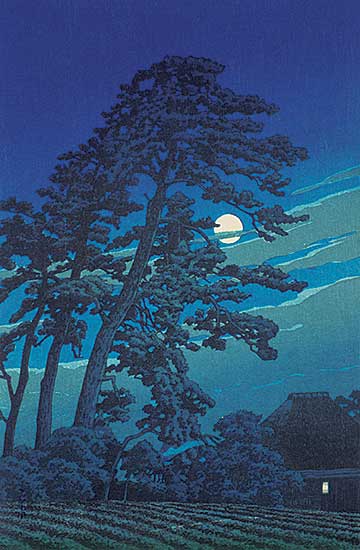 #1127 ~ Kawase - A Big Pine Tree and Harvest Moon