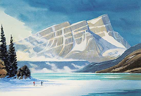 #1298 ~ Wilson - Untitled - Skiers at Bow Lake