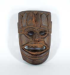 #236 ~ School - Untitled - Smiling Mask with Dark Wood