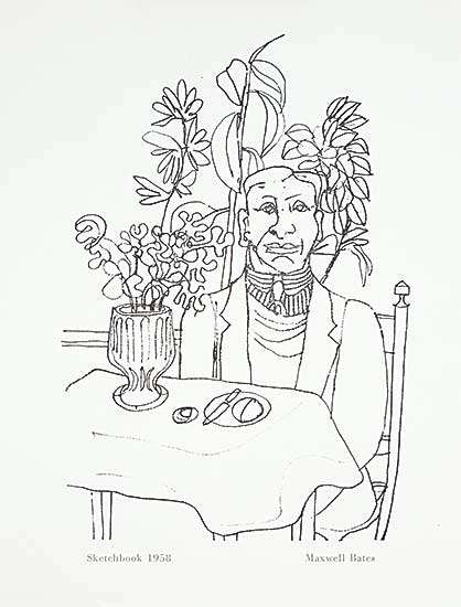 #1019 ~ Bates - Untitled - Man at Table [Sketchbook 1958]