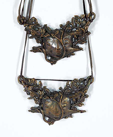 #1437 ~ De Pedery-Hunt - Two Botanical Face Necklaces