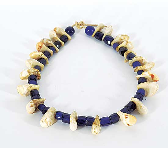 #1563 ~ School - Elk Tooth and Hudson's Bay Co. 'Russian' Trade Beads Necklace
