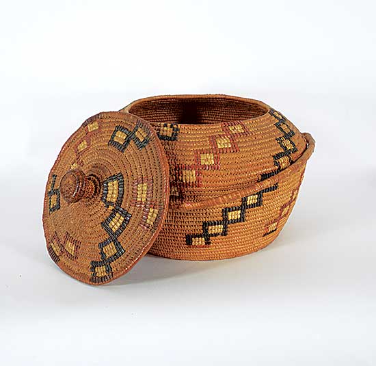 #1569 ~ School - Large Woven Basket with Lid and Handle