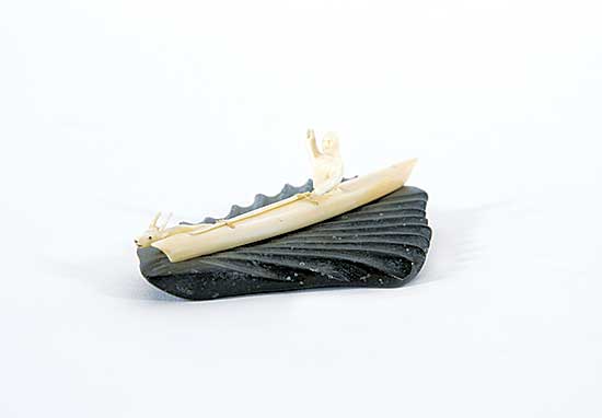 #1728 ~ School - Untitled - Hunter in Kayak Chasing Deer