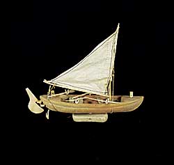 #1711 ~ Inuit - Untitled - Sailing Boat with Canoe and Fishing Implements