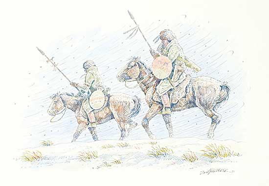 #1328 ~ Tailfeathers - Untitled - Two Braves Head to War