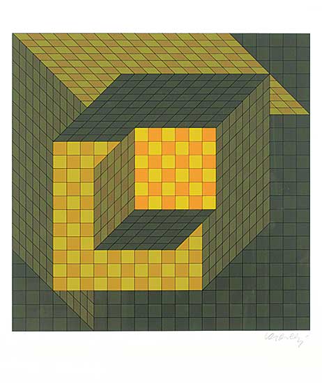 #1338 ~ Vasarely - Untitled - Cubist Dream  #III/XXV