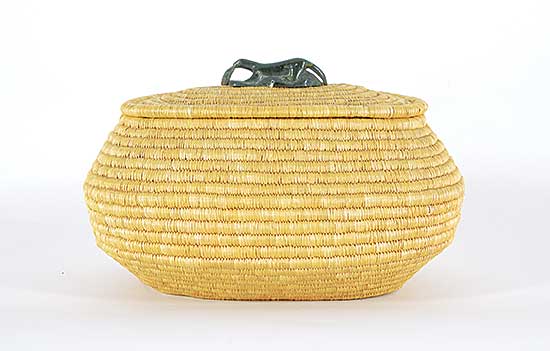 #307 ~ Nastapoka - Oval Basket with Otter Shaped Stone Handle