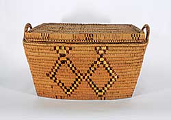 #306 ~ School - Large Lidded Basket with Diamond Pattern and Handles