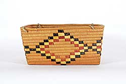 #317 ~ School - Rectangular Basket with Diamond Pattern and Suede Handles