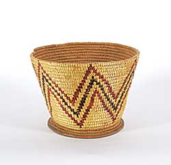 #345 ~ School - Round Basket with Red and Brown Zigzag Stripes