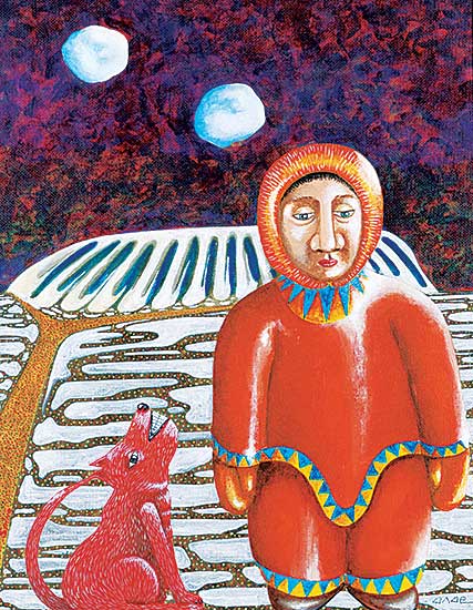 #513 ~ Spina - Blue Pelly with Dog and Inuit