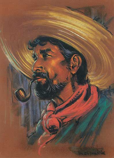 #1034 ~ Brown - Untitled - Man with Pipe