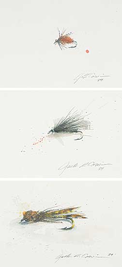 #1056 ~ Cowin - Untitled - Three Killer Flies - Caddis Nuymph / Black Maribou Leach / Muddler Minnow