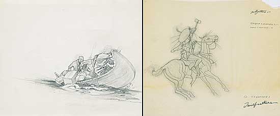#1293 ~ Tailfeathers - Untitled - Two Sketches
