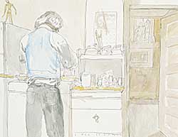 #1209 ~ Mozdzenski - Portrait of RFM McInnis Preparing Breakfast, Ottawa