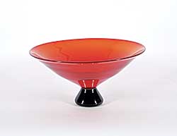 #1256 ~ School - Untitled - Red Bowl with Black Base