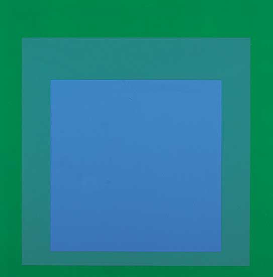#101 ~ Albers - Untitled - Blue Square on Greens