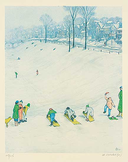 #173 ~ Kurelek - Untitled - Tobogganing  #219/225