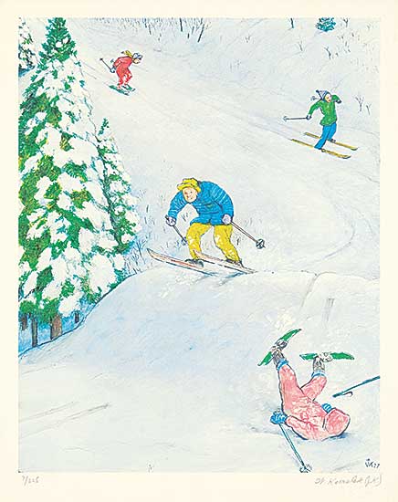 #174 ~ Kurelek - Untitled - Skiing  #7/225