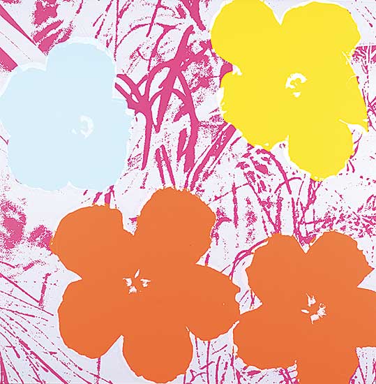 #285 ~ Warhol - Untitled - Flowers [Orange, Yellow and Blue]