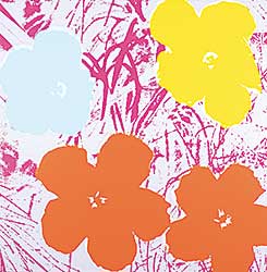 #285 ~ Warhol - Untitled - Flowers [Orange, Yellow and Blue]