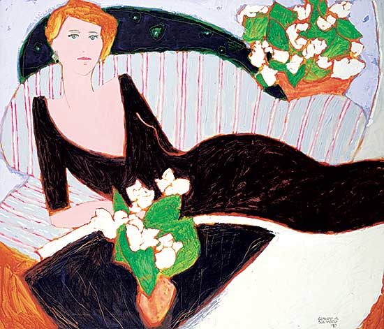 #108 ~ Simard - Untitled - Woman in Black Dress with White Flowers