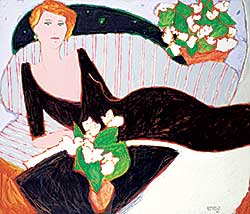 #108 ~ Simard - Untitled - Woman in Black Dress with White Flowers