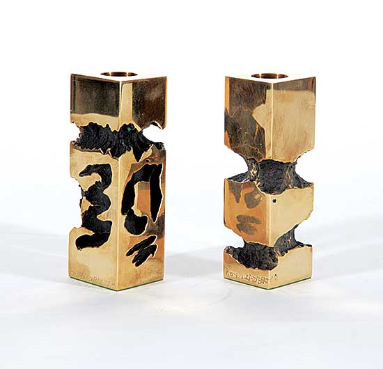 #1122 ~ Leadbeater - Untitled - Pair of Modern Candlestick Holders