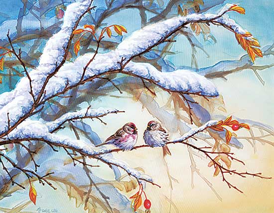 #1124 ~ Lee - Two Puff-balls [Common Redpolls]