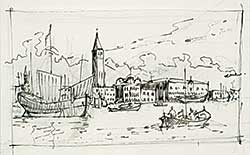 #1099 ~ Horton - Sketch / The Molo [from the Bacino San Marco] Venice
