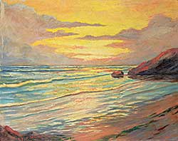 #1296 ~ Wood - Untitled - Coastal Sunset