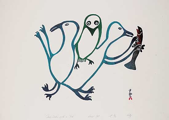 #308 ~ Qinnuayuak - Three Birds with a Fish  #3/50